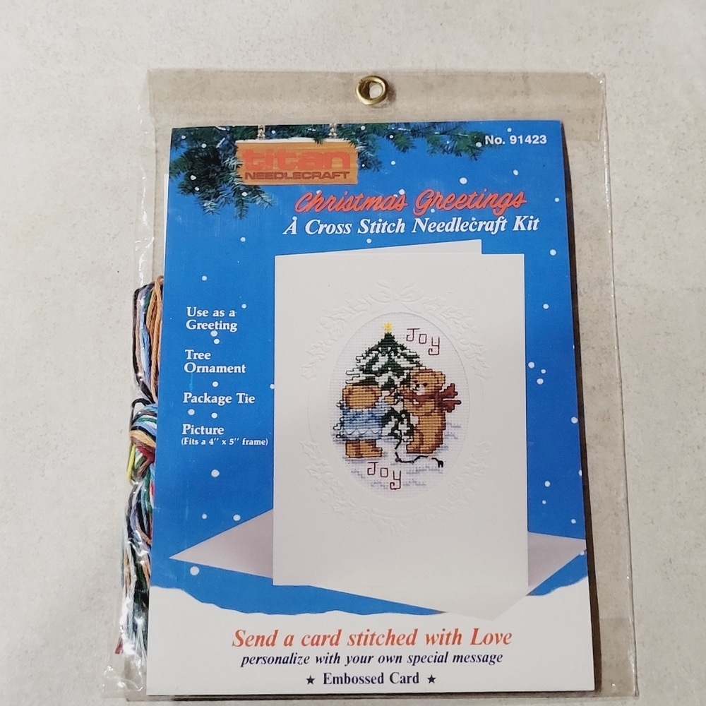 Titan Teddy Bear Christmas Tree Cross Stitch Greeting Card Kit Size 4"×5"